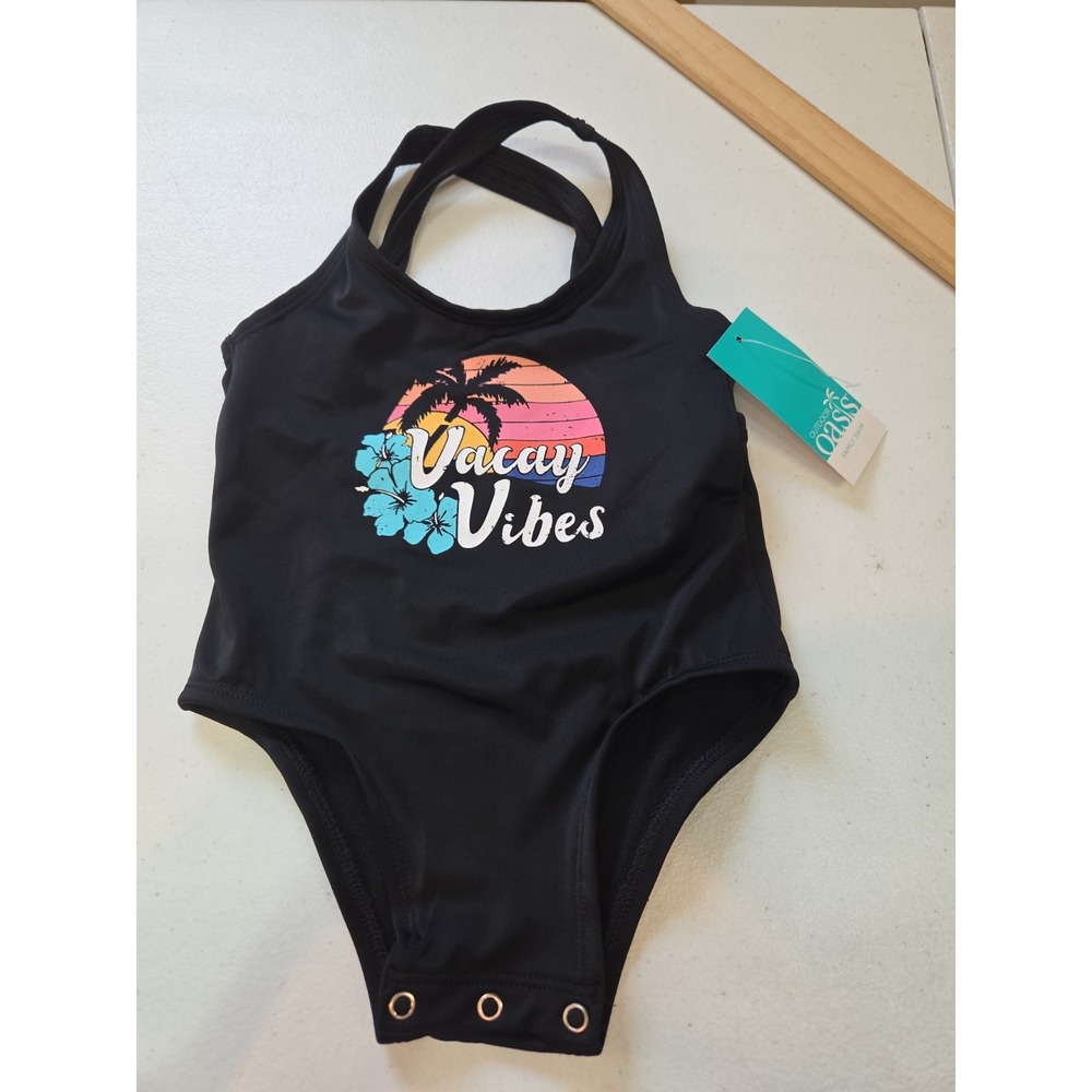 Outdoor Oasis Infant Size 18M Black One Piece Vacay Vibes Swimsuit NWT